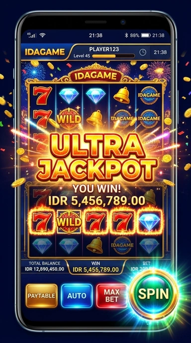 Tampilan depan aplikasi idagame yang menarik dan user-friendly.
